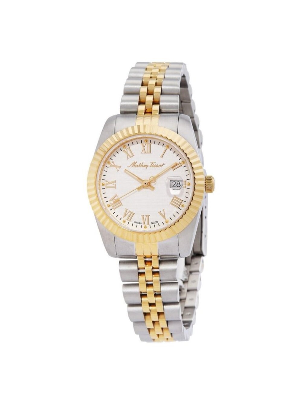 NWT Mathey-Tissot Mathy III Roman Quartz White Dial Ladies Watch